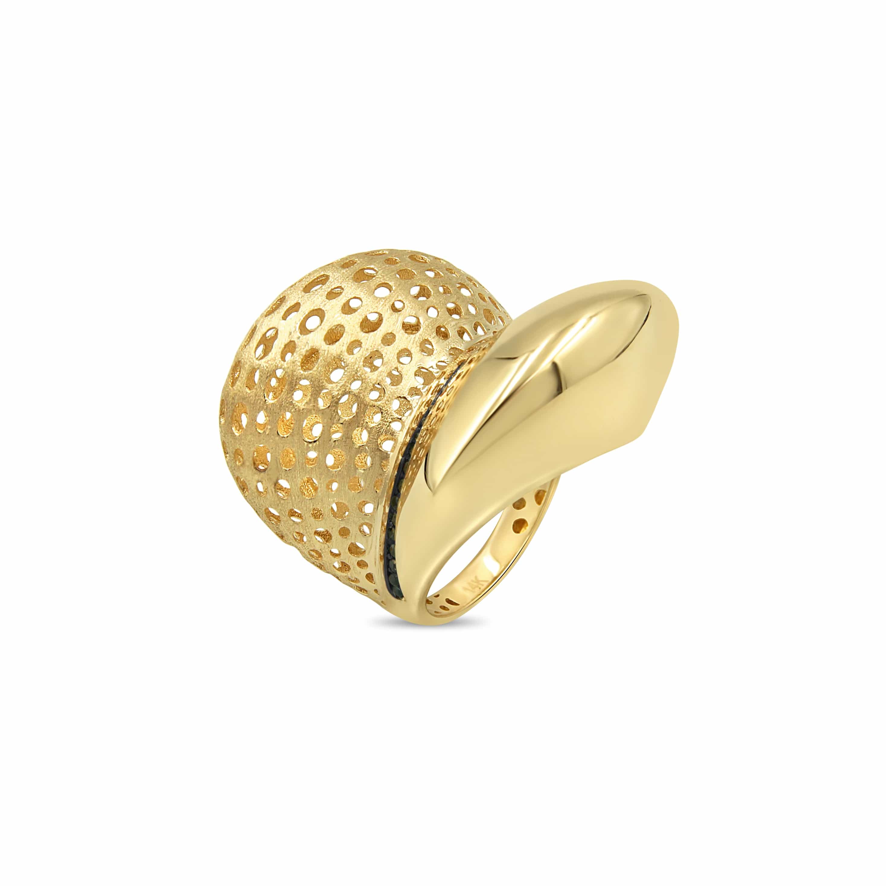 Gold ring with textured band — jewelry product photography for Shopify by Chosen6