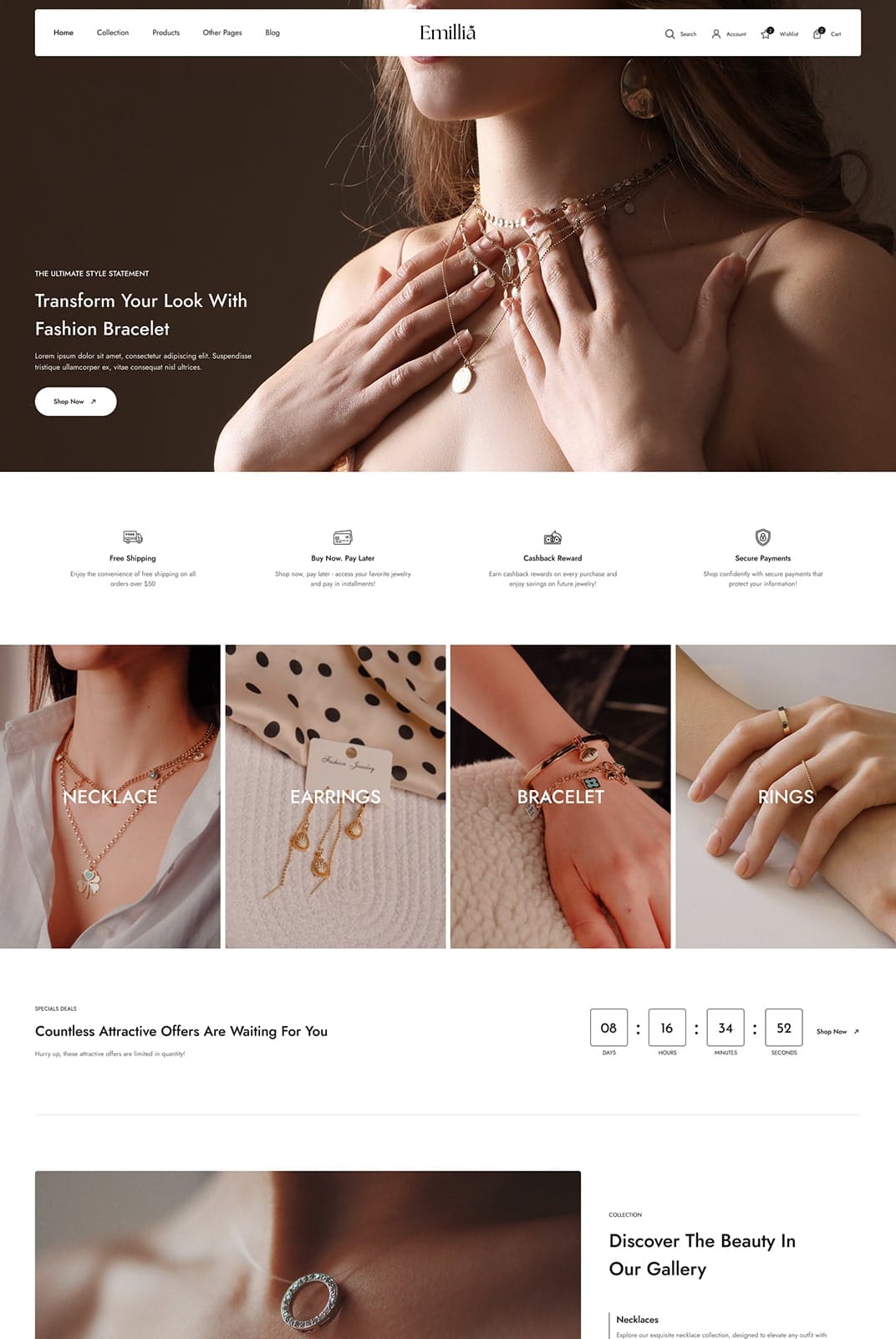 Emilia Jewelers Shopify ecommerce store — Chosen6 Digital Agency portfolio