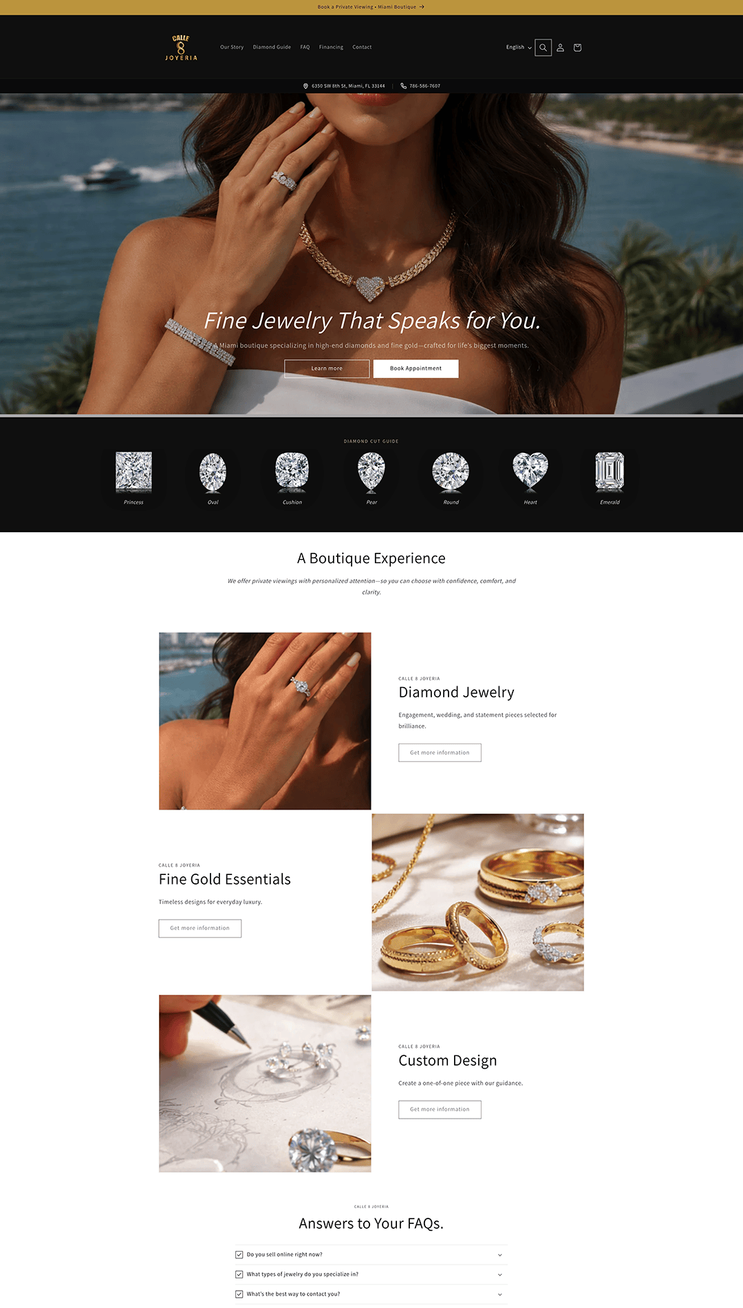 Calle 8 Joyeria Shopify store designed and developed by Chosen6 Digital Agency Miami