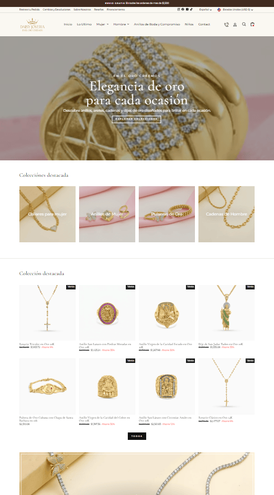 Daisy Joyeria Shopify ecommerce store designed by Chosen6 Digital Agency Miami