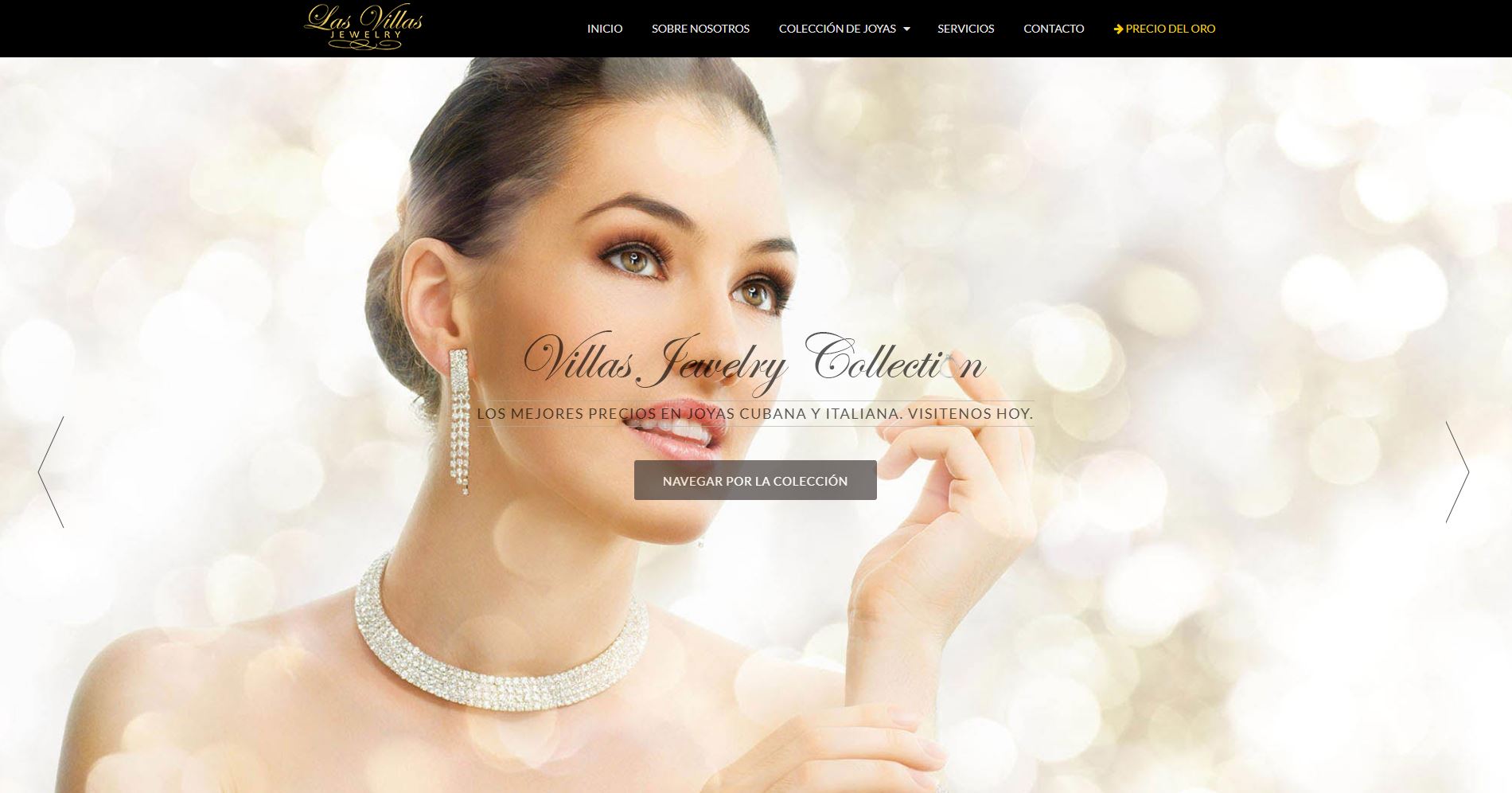 Before: Las Villas Jewelry website with traditional design, lower conversion rates and unclear user journey
